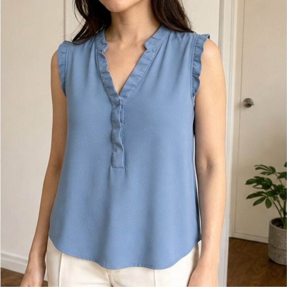 Blue Button Blouse - Picture 2 of 6